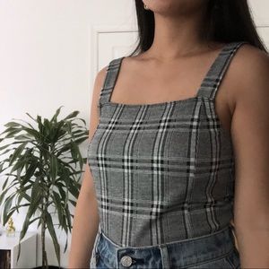 American Eagle Plaid Square Neck Top